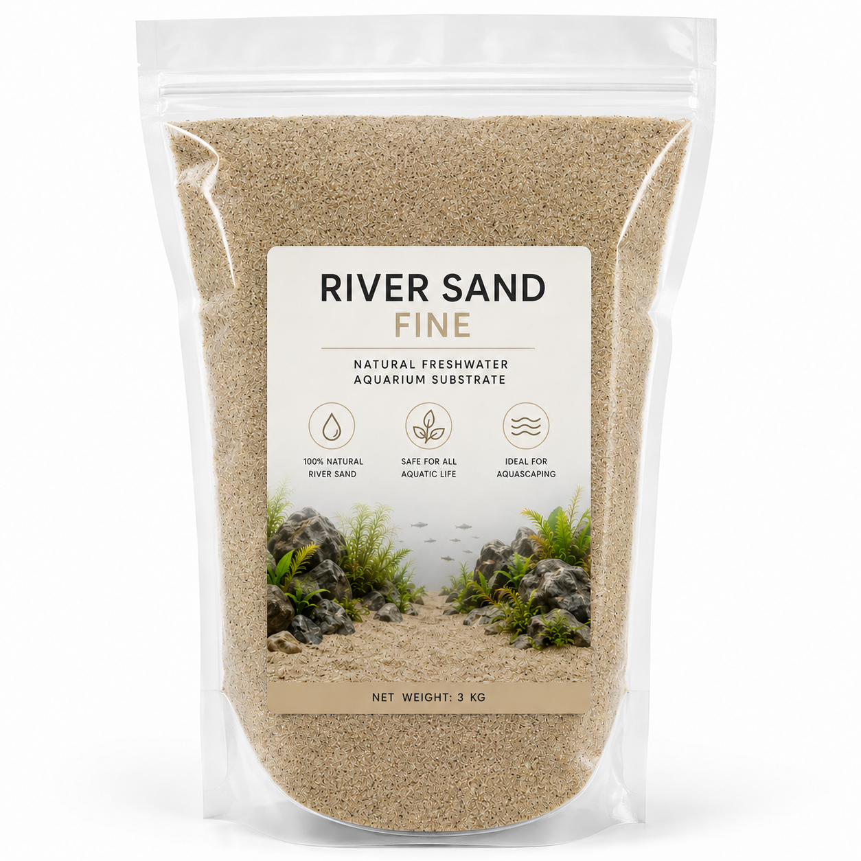 River Sand Fine – Natural Freshwater Aquarium Substrate