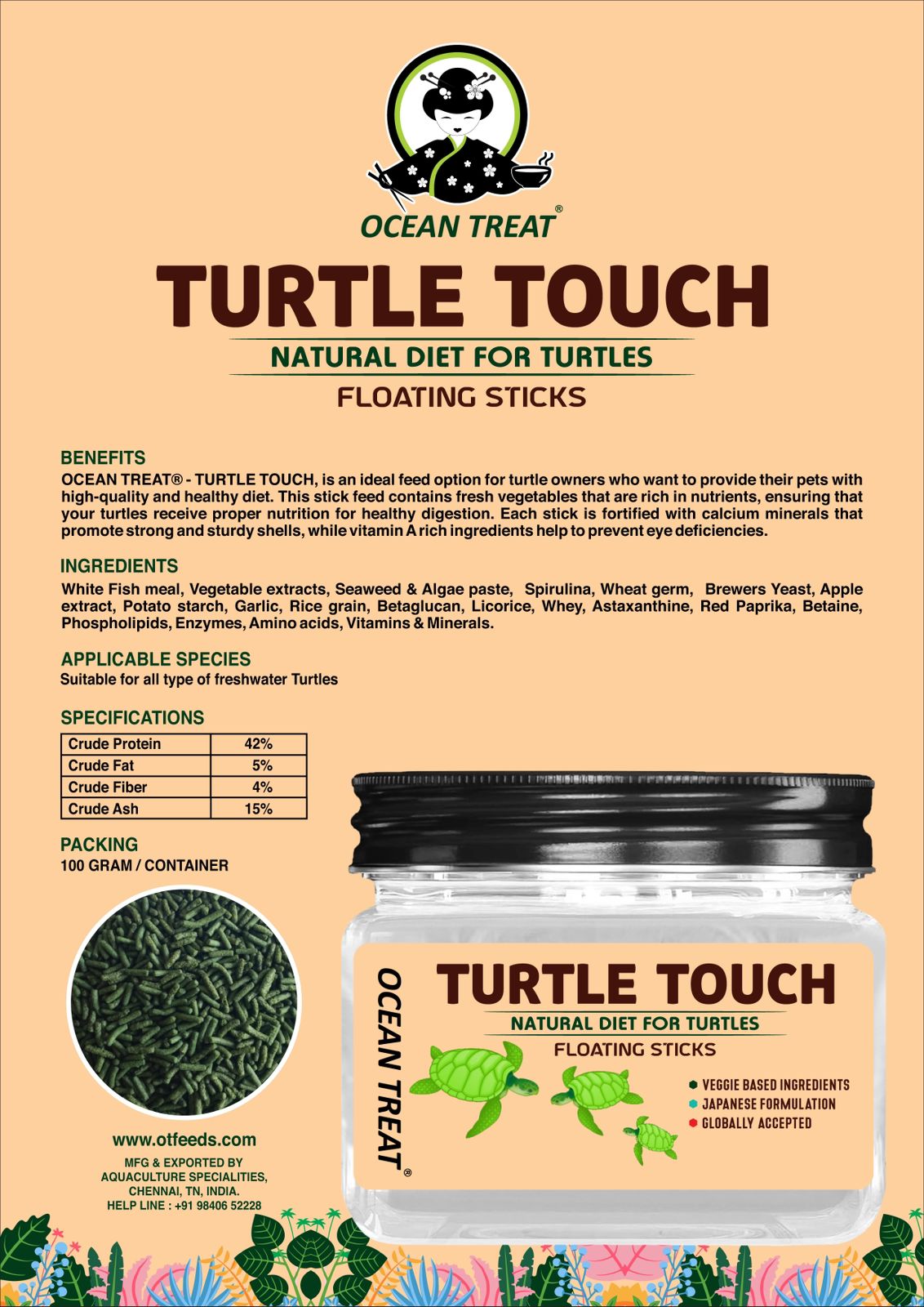 Ocean Treat Turtle Touch 100g Turtle Food