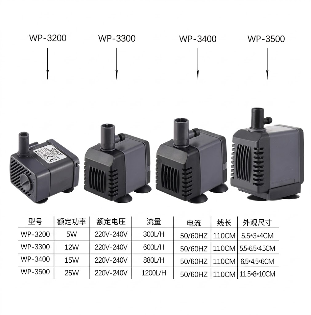 SOBO Submersible Water Pump – WP-3200 / WP-3300 / WP-3400 / WP-3500
